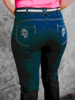 Breeches Peter Williams Denim Navy & Roses Ladies 20 Breeches Peter Williams Denim Navy & Roses Ladies -Equestrian equipment 20332358 1