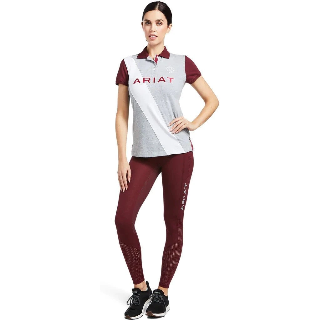 Polo Top Ariat Taryn Heather Grey & Zinfandel Sp22 Ladies 4 Polo Top Ariat Taryn Heather Grey & Zinfandel Sp22 Ladies - Image 2