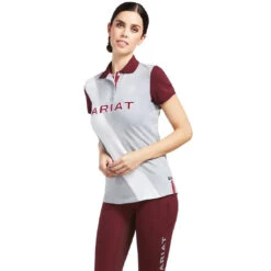 Polo Top Ariat Taryn Heather Grey & Zinfandel Sp22 Ladies