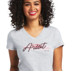 Tee Shirt Ariat Real Logo Script Classic Fit Heather Grey Sp22 Ladies -Equestrian equipment Ariat Tee Real Logo Script Classic Fit Heather Grey Sp22 Ladies 4