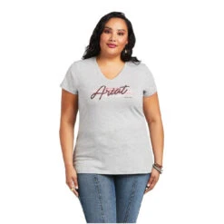 Tee Shirt Ariat Real Logo Script Classic Fit Heather Grey Sp22 Ladies -Equestrian equipment Ariat Tee Real Logo Script Classic Fit Heather Grey Sp22 Ladies 7
