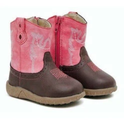 Western Boots Baxter Childrens Light Pink & Brown Baby