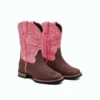 Western Boots Baxter Childrens Pink & Brown Youth 1 Western Boots Baxter Childrens Pink & Brown Youth -Equestrian equipment Baxter Western Boots Childrens Pink Brown Youth