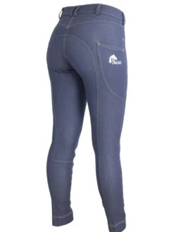 Denim Jodhpurs With Phone Pocket And NO Silicone -Equestrian equipment Denim jodhpurs back view