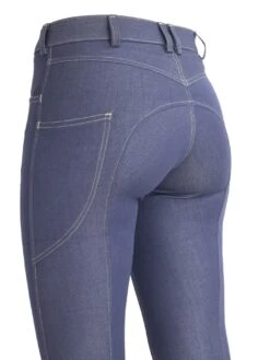 Denim Jodhpurs With Phone Pocket And NO Silicone -Equestrian equipment Denim jodhpurs side view 67339673 3ba0 4d02 865f 0bcce4efd17f