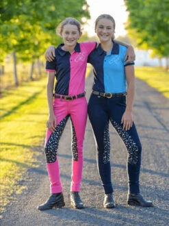 Jodhpurs Peter Williams Pull On Print Navy & Navy & Silver Childs -Equestrian equipment Peter Williams Pull On Print Jodhpurs Navy Navy Silver Childs 4
