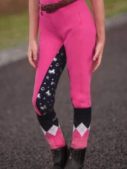 Jodhpurs Peter Williams Pull On Unicorn Printed Pink & Navy Childs -Equestrian equipment Peter Williams Pull On Unicorn Printed Jodhpurs Pink Navy Childs 10