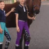 Jodhpurs Peter Williams Pull On Unicorn Printed Purple & Black Childs