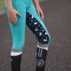 Jodhpurs Peter Williams Pull On Unicorn Printed Turquoise & Navy Childs -Equestrian equipment Peter Williams Pull On Unicorn Printed Jodhpurs Turquoise Navy Childs