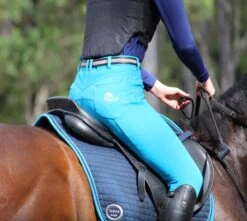 Micro Woven Cotton Blend Jodhpurs In Turquoise - Final Runout, Last Sizes -Equestrian equipment Turq1 2