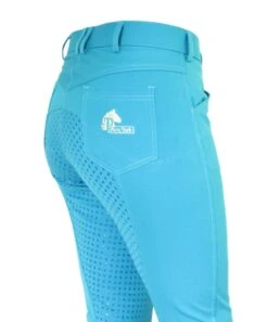 Micro Woven Cotton Blend Jodhpurs In Turquoise - Final Runout, Last Sizes -Equestrian equipment Turquoise Cotton Micro Woven Jods 10