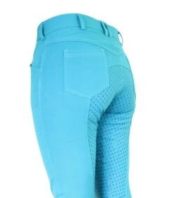 Micro Woven Cotton Blend Jodhpurs In Turquoise - Final Runout, Last Sizes -Equestrian equipment Turquoise Cotton Micro Woven Jods 4