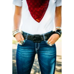 Leather Plaited Belt - Black