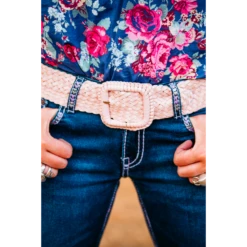Leather Plaited Belt - Blush Pink