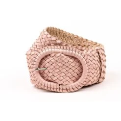 Leather Plaited Belt - Blush Pink -Equestrian equipment leather plaited belt blush pink hitchley harrow 3