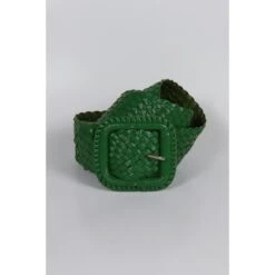 Leather Plaited Belt - Emerald -Equestrian equipment leather plaited belt emerald hitchley harrow 3