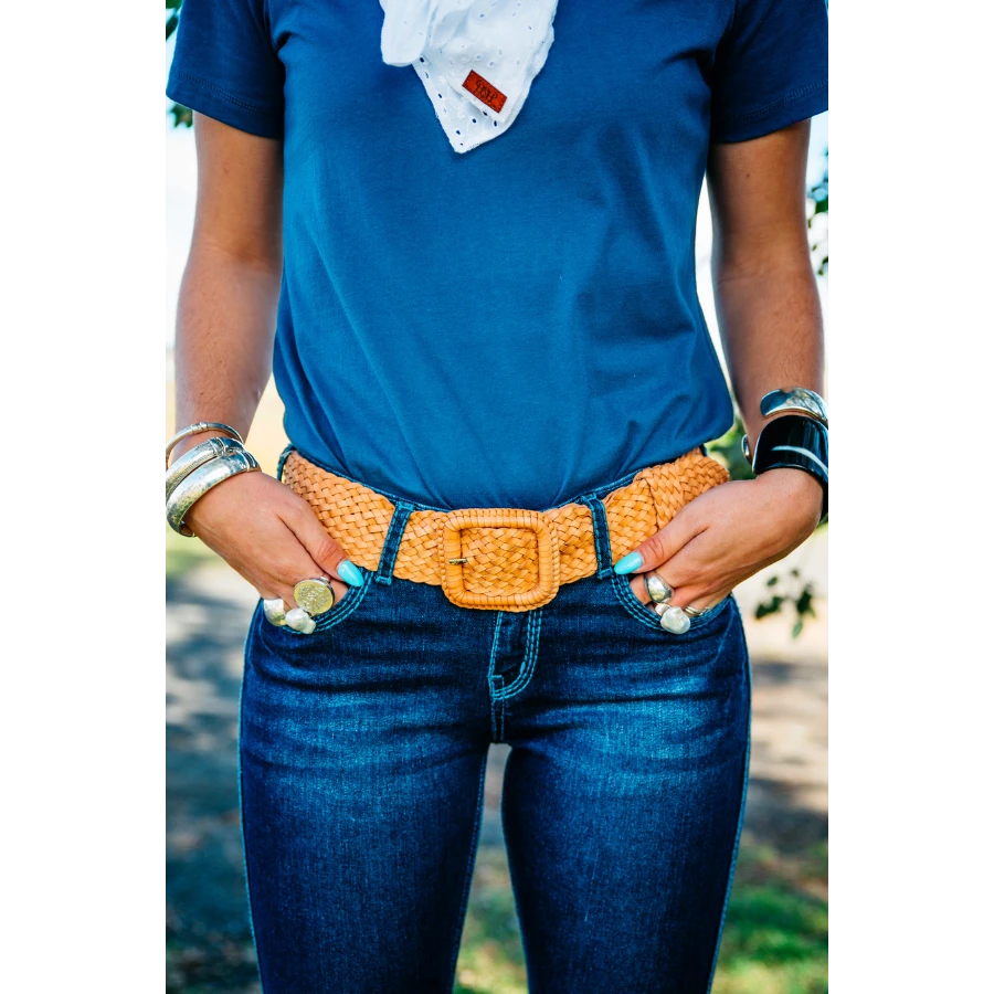 Leather Plaited Belt - Natural 3 Leather Plaited Belt - Natural