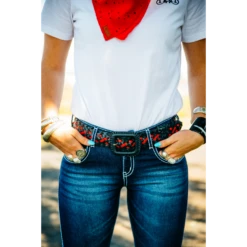 Leather Plaited Belt - Navy And Red