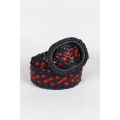 Leather Plaited Belt - Navy And Red -Equestrian equipment leather plaited belt navy and red hitchley harrow 3