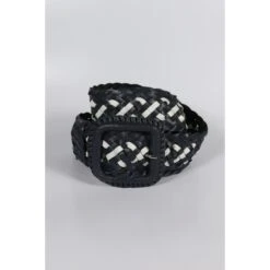 Leather Plaited Belt - Navy And White -Equestrian equipment leather plaited belt navy and white hitchley harrow 3