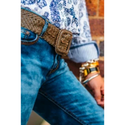 Leather Plaited Belt - Olive Light