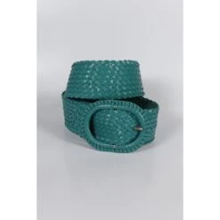Leather Plaited Belt - Turquoise -Equestrian equipment leather plaited belt turquoise hitchley harrow 3