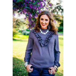 Wisteria Lane - WL289-2 Dark Coffee V-Ruffle