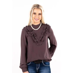 Wisteria Lane - WL289-2 Dark Coffee V-Ruffle -Equestrian equipment wisteria lane wl289 2 dark coffee v ruffle hitchley harrow 4