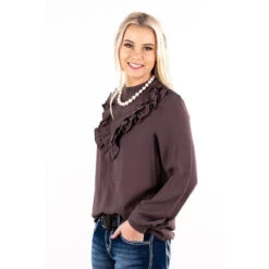 Wisteria Lane - WL289-2 Dark Coffee V-Ruffle -Equestrian equipment wisteria lane wl289 2 dark coffee v ruffle hitchley harrow 6